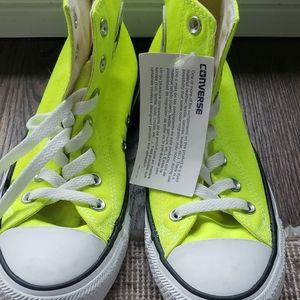 Size 7 converse hight tops florescent yellow